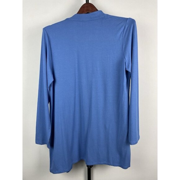 J. Jill Cardigan Wearever Rayon Jersey Stretch Open Front Long Sleeve Blue Sz MP - Picture 7 of 7